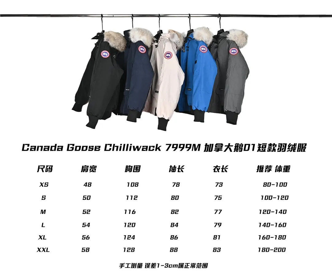Canada Goose Model 01 Short Down Jacket Size Data # P720